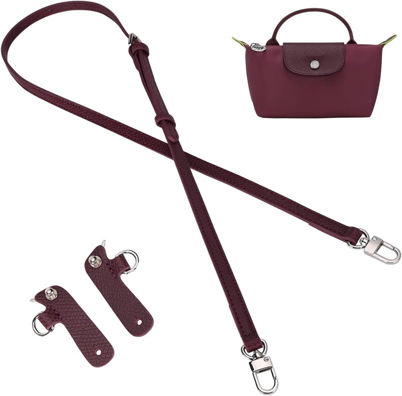 KOMHPS Purse Straps Replacement, Leather Handbag Crossbody Shoulder Strap Kit Adjustable for Mini Longcamp Tote Bag Women - Image 1